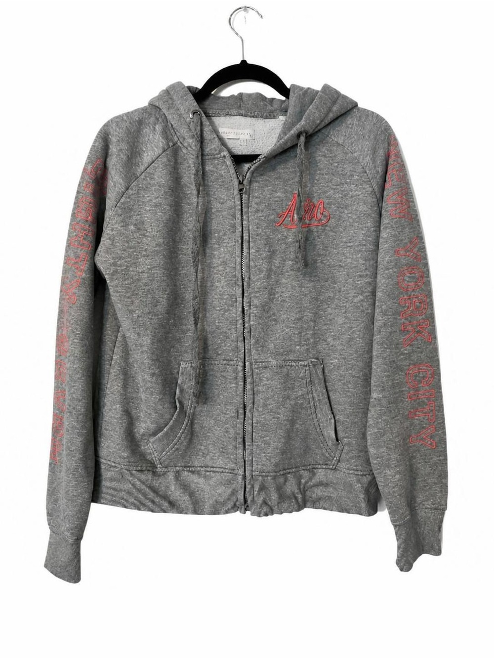Aeropostale Gray Zip Hoodie with Pink Script Accents